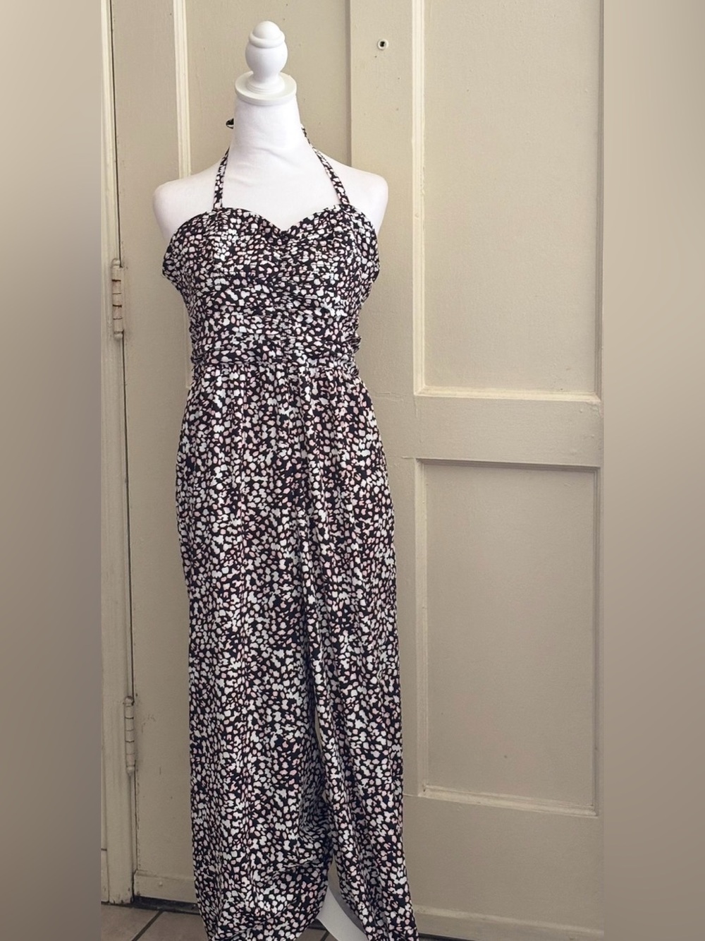 NWT Bar III Black & White Halter Printed Jumpsuit